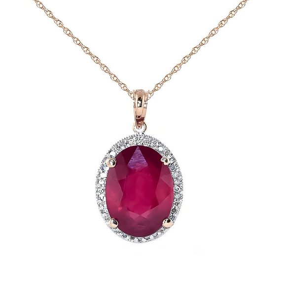 Galaxy Gold Products Jewelry - 14K. SOLID GOLD NECKLACE WITH DIAMONDS & RUBY